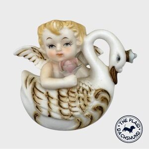 Vintage Small Cherub on Swan Wall Hanging
